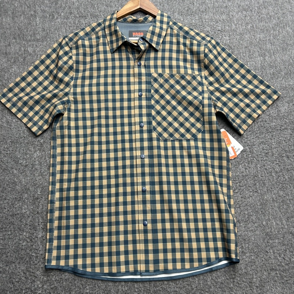 Bass‎ Outdoor Mens Summer Plaid Button Up Shirt Small Short Sleeve Buffalo